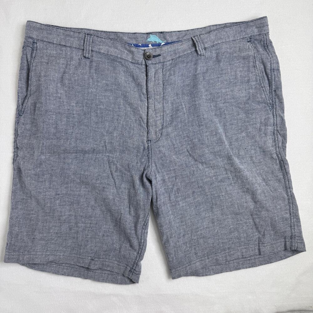 Tommy Bahama Shorts Mens 42 Gray Linen Blend Chino Stretch 10" Summer Casual